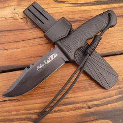 Couteau Outdoor Ultra-L&eacute;ger - Lame Noire Acier 420 - Manche Gomme Antid&eacute;rapant