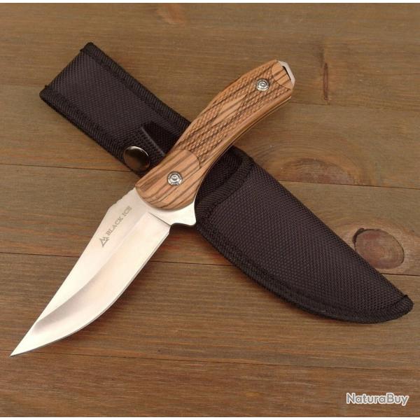 BLACK ICE Couteau de chasse - Acier 440 - �tui noir