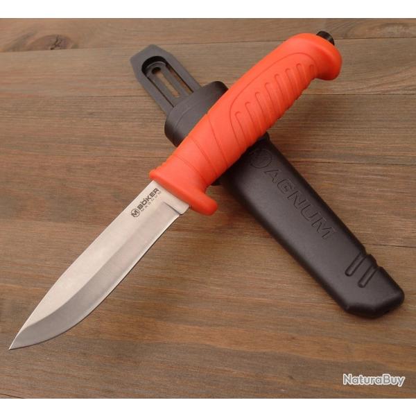 Couteau Scandinave B�ker Magnum Orange - Haute Visibilit� - Acier 420A