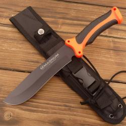 Mini machette B&ouml;ker Magnum - Lame 16,7cm Acier 440A - Manche Orange Grip - &Eacute;tui Nylon