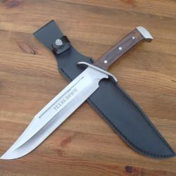 Grand Couteau Bowie Haller Master - Lame 25cm Acier Inox - Manche Pakkawood - &Eacute;tui Cuir