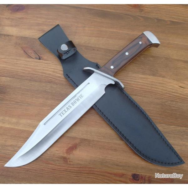 Grand Couteau Bowie Haller Master - Lame 25cm Acier Inox - Manche Pakkawood - �tui Cuir