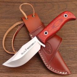 Couteau de Chasse Muela Mustang - Acier Molybd&egrave;ne-Vanadium - Manche Pakkawood - &Eacute;tui Cuir