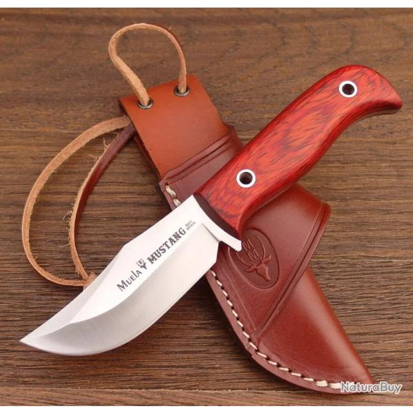 Couteau de Chasse Muela Mustang - Acier Molybd�ne-Vanadium - Manche Pakkawood - �tui Cuir