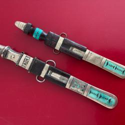 2 Couteaux dagues anciens collection de Femme TOUAREG mont&eacute; Argent MALI &Eacute;poque XIXeme XX&Egrave;ME