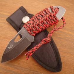 Couteau de Survie Compact MFH - Lame Stonewashed 420 - Manche Paracorde - &Eacute;tui Nylon - Neuf