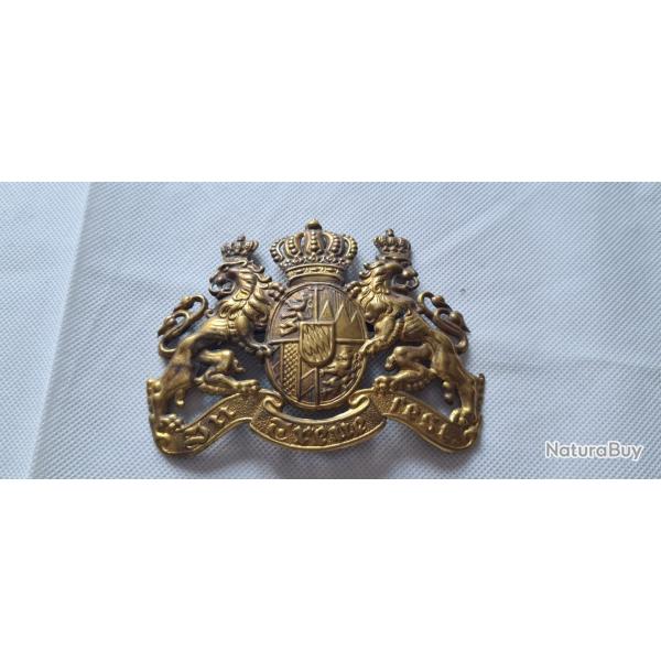 Plaque de casque a pointe,  Bavaroise laiton WW1 ( LAA )