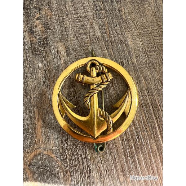 INSIGNE de b�ret, Coloniale, Troupes de Marine, dor� G.1773 DRAGO ROMAINVILLE