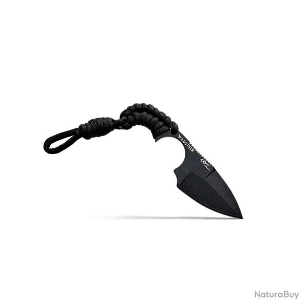COUTEAU DE SURVIE KRILL WILDSTEER PARACORDE NOIRE LAME PLEINE