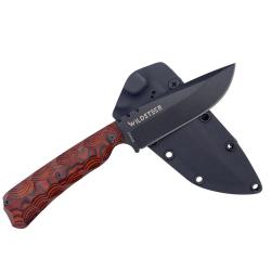 COUTEAU SKELET WILDSTEER MANCHE PAKAWOOD COCOBOLO TOXIFI&Eacute; LAME NOIRE