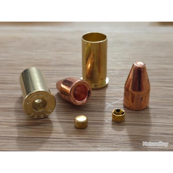 B13 Lot rechargement 38 SW (x25) avec ogive CUIVRE + douille + amorce