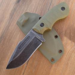 Couteau  B&ouml;ker Magnum - Acier 440 Stonewashed - Manche G10 Vert - &Eacute;tui Kydex