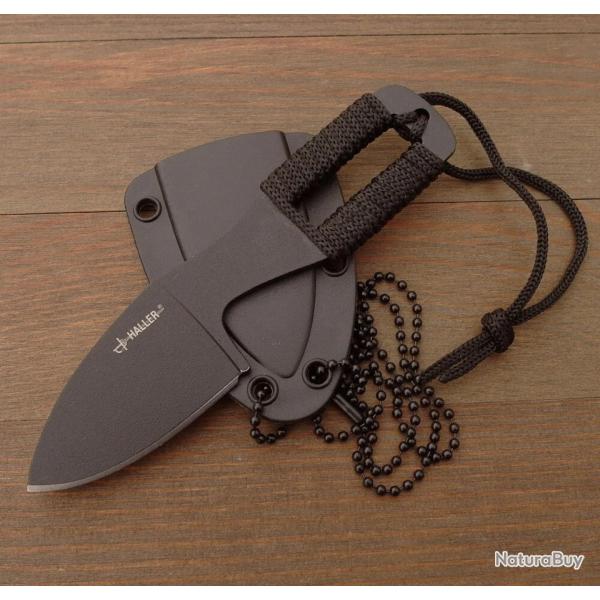 Petit Couteau de Cou Haller Black - Lame Fixe 5,2cm Acier 420