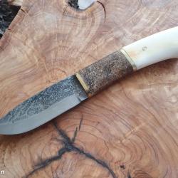 Magnifique SKYNNER de chasse Artisan lame sign&eacute;e manche ivoire phacoch&egrave;re