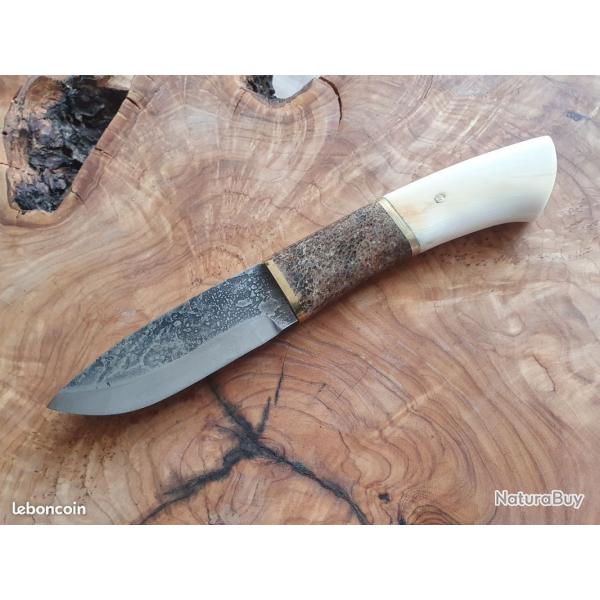 Magnifique SKYNNER de chasse Artisan lame sign�e manche ivoire phacoch�re