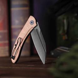 Couteau Trivisa Cuckoo Lame Acier 14C28N Manche Copper Foil Liner Lock IKBS TVTY30CU14