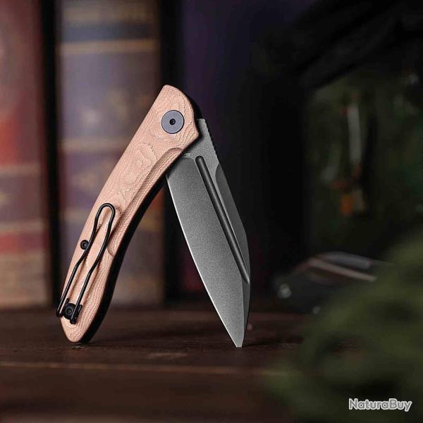 Couteau Trivisa Cuckoo Lame Acier 14C28N Manche Copper Foil Liner Lock IKBS TVTY30CU14
