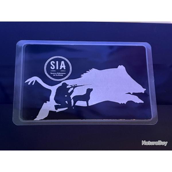 Carte m�mo SIA 1� sans r�serve chasseur ou tir sportif carte plastifi� personnalisation au choix