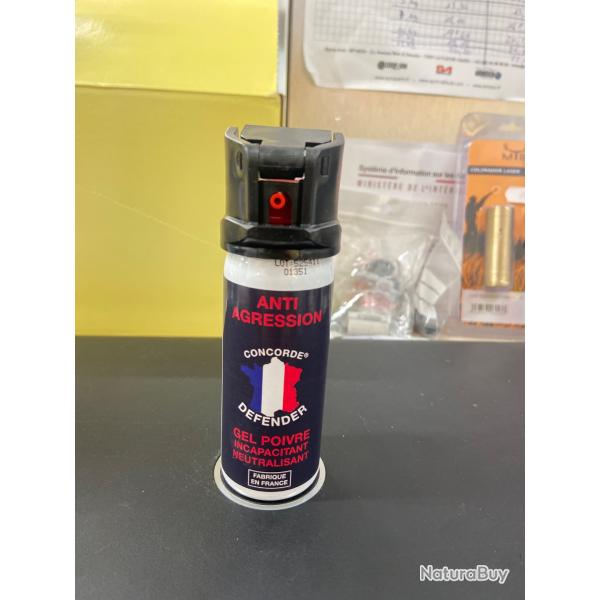 Lacrymog�ne Bombe de d�fense Concorde Defender Gel Poivre 50 ml