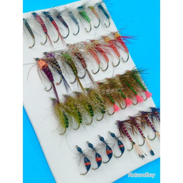 Lot de 40 Mouches Noy�es pour la Truite (Avec Ardillon)