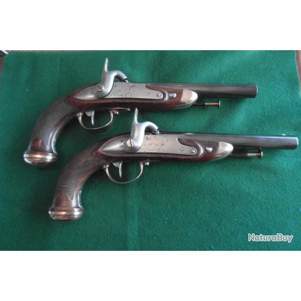 Belle paire de pistolet d'officier mod�le 1816 1822 T de la Mre Royale de Charleville