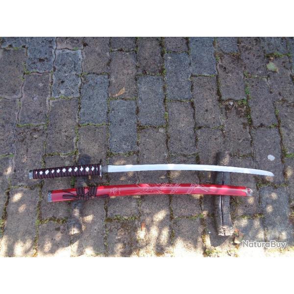 Katana Sabre de Samourai INUYASHA TESSAIGA Red Dragon Lame Acier 440 Affut�e Tsuba M�tal Etui Bois