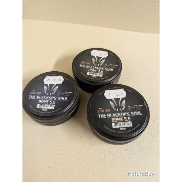 Lot de 3 bo�tes de plombs THE BLACK OPS SOUL DOME 5.5 par 250