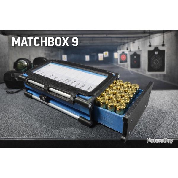 Bo�te � munitions 9mm MATCHBOX 9 bleu  Organisation rechargeur