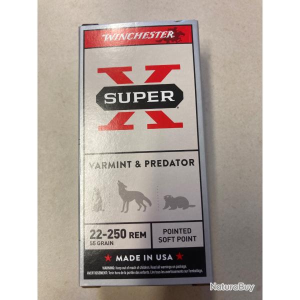 Vends munitions Lot de 2 boites WINCHESTER cal.22-250 PSP 55gr