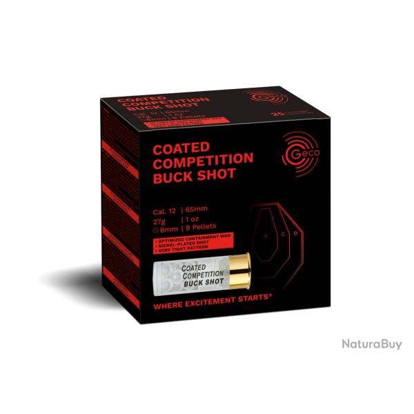 Munitions chevrotine GECO coated competition buck shot cal.12/70 9grains 30gr par 75