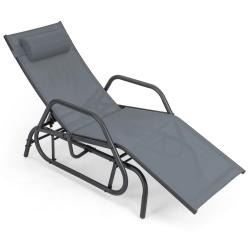 Transat bain de soleil inclinable 152 x 70 x 101 cm avec dossier r&eacute;glable en 3 positions et oreille