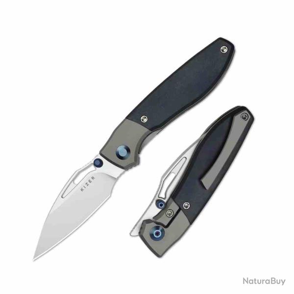 Couteau Kizer Shrike Lame Acier S45VN Manche Titane & Richlite Blue Frame Lock KI3746A3