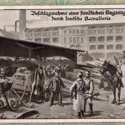 CPA - La cavalerie allemande s'empare d'une usine d'avions ennemie, poste de campagne -N&deg;7393