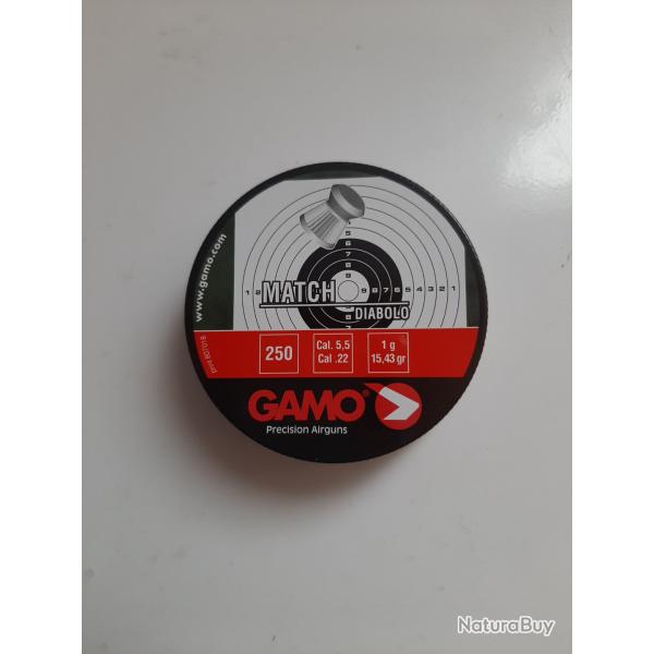 1 boite de 250 Plombs GAMO Match diabolos pl�ts 5.5mm
