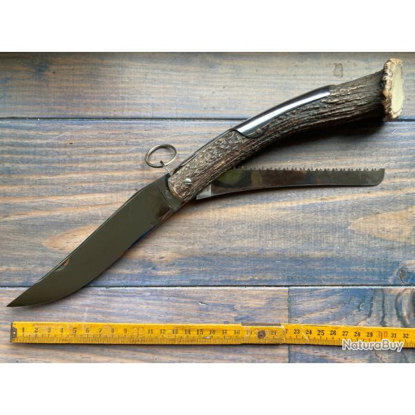 Ancien couteau MONGIN / CHASSEUR 2 PIECES / BOIS DE CERF / NEUF