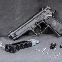 Pistolet Crosman CO2 PDM9 Blowback &agrave; plomb diabolos et billes acier 4,5 MM