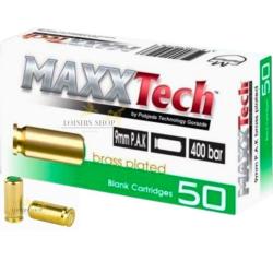 Bo&icirc;te de 50 balles &agrave; blanc MAXXTech pour pistolet cal.9mm PAK
