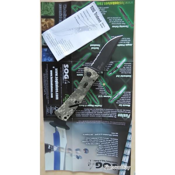 SOG couteau de poche EDC  " TF-10 TRIDENT " .