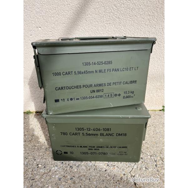 Lot de 2 caisses � munitions vides en m�tal
