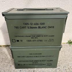 Lot de 2 caisses &agrave; munitions vides vertes