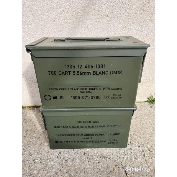 Lot de 2 caisses � munitions vides vertes