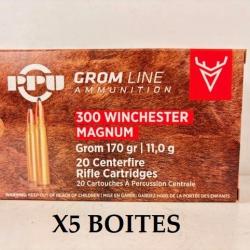 5 Boites de Balles Partizan 300 Win Mag GROM 170GR