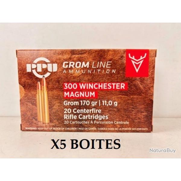 5 Boites de Balles Partizan 300 Win Mag GROM 170GR