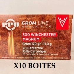 10 Boites de Balles Partizan 300 Win Mag GROM 170GR