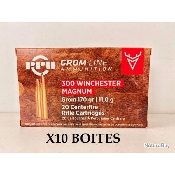 10 Boites de Balles Partizan 300 Win Mag GROM 170GR