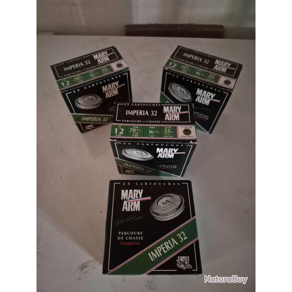 Cartouches MARY ARM IMPERIACalibre 12 /70 culot de 16 mm32g  plombs N�7Parcours Chasse Comp�titio