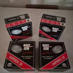 Cartouches MARY ARM TRAP COMP&Eacute;TITION Calibre 12/70 culot 16mm en 28g plomb N&deg;7,5  plomb extra durci
