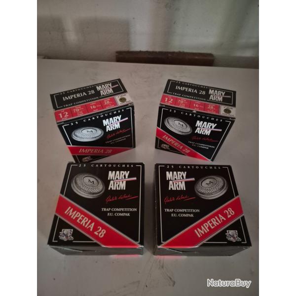Cartouches MARY ARM TRAP COMP�TITION Calibre 12/70 culot 16mm en 28g plomb N�7,5  plomb extra durci