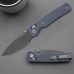 Couteau Miguron Vakor Lame Acier 14C28N Dark Grey PVD Manche G10 Grey Crossbar Lock MGR817ADG