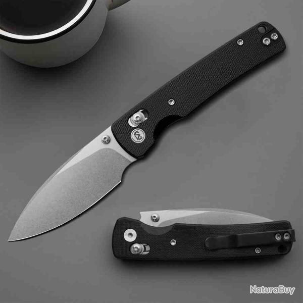 Couteau Miguron Vakor Lame Acier 14C28N Stonewash Manche G10 Black Crossbar Lock MGR817AWBK